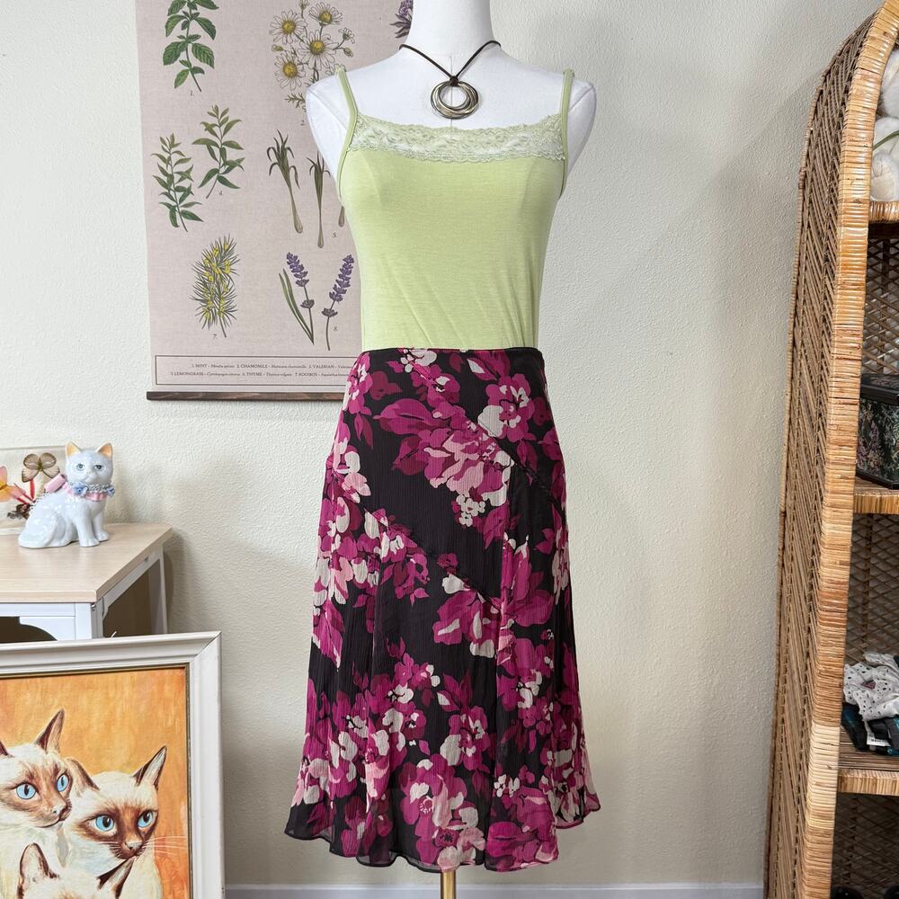 Y2k Silk Floral Skirt Fairy Garden Party Whimsy Forest Romantic Whimsigoth S 4